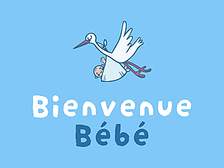 Couverture carte de naissance bienvenue bébé cigogne