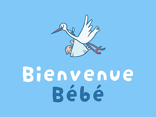 Couverture carte de naissance bienvenue bébé cigogne