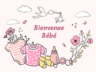 Couverture carte de naissance félicitations biberon