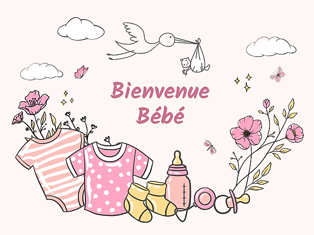 Couverture carte de naissance félicitations biberon