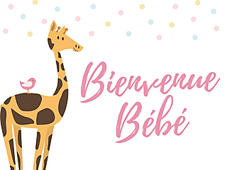 Couverture carte de naissance bienvenue bébé girafe