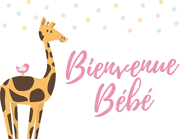 Couverture carte de naissance bienvenue bébé girafe