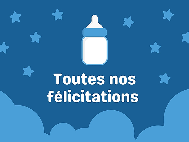 Couverture carte de naissance félicitations biberon