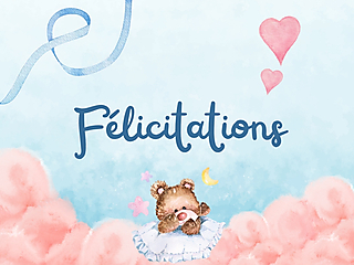 Couverture carte de naissance félicitations nounours