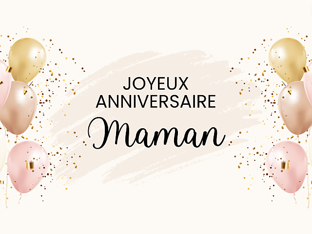 Couverture carte joyeux anniversaire maman ballons