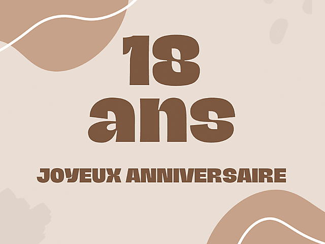 Couverture carte anniversaire 18 ans marron