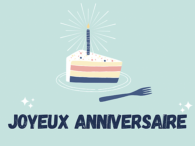 Couverture carte anniversaire gâteau et fourchette