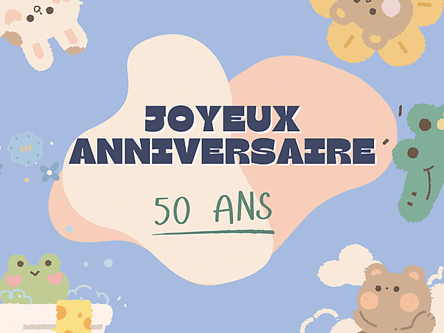 Couverture carte anniversaire fleurs 50 ans