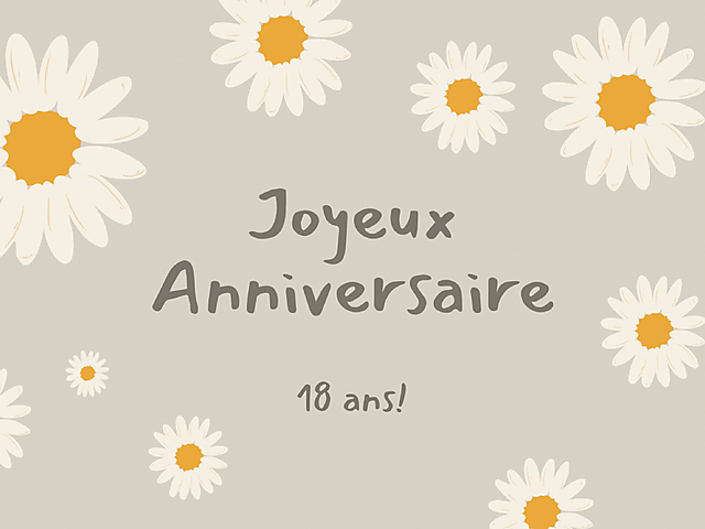 Couverture carte anniversaire fleurs 18 ans