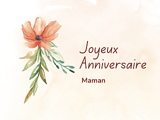 Couverture carte joyeux anniversaire maman fleur aquarelle