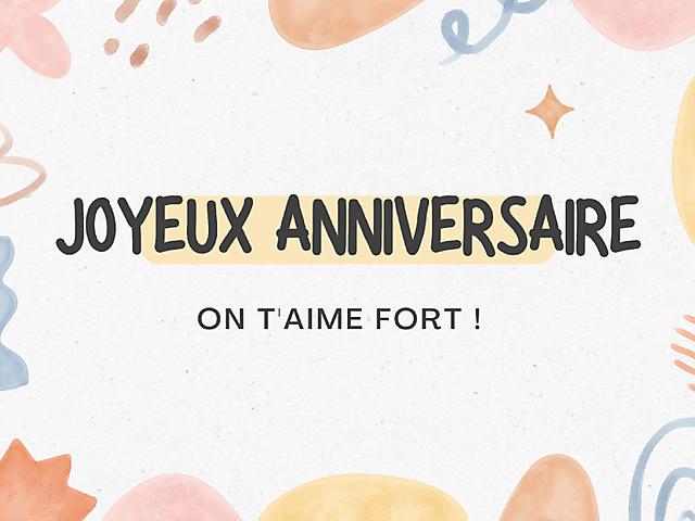 Couverture carte anniversaire on t'aime fort