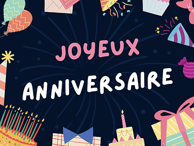 Couverture carte anniversaire explosion cadeau