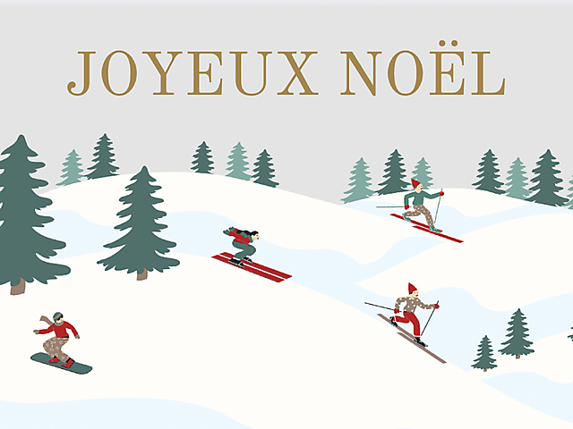 Couverture carte de noël ski