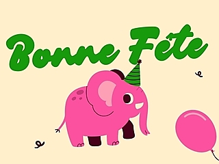 Couverture carte bonne fête éléphant rose