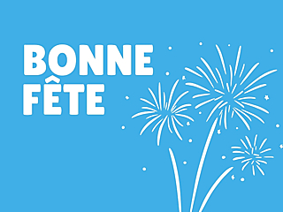 Couverture carte bonne fête feux d'artifice bleus