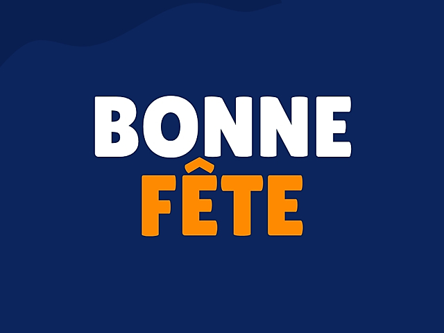Couverture carte bonne fête typographie bleue