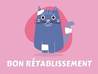 Couverture carte de bon rétablissement chat bleu