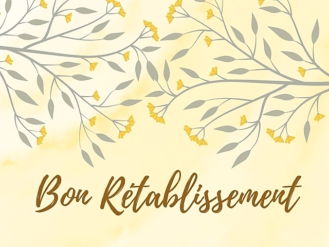 Couverture carte de bon rétablissement florale jaune