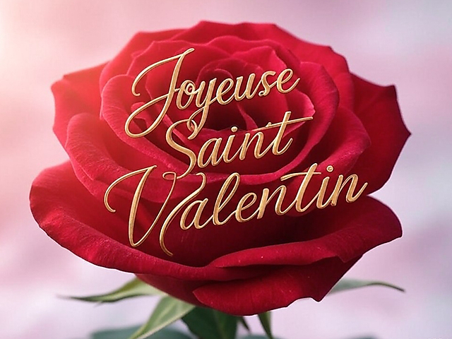 Couverture carte virtuelle Saint Valentin rose rouge