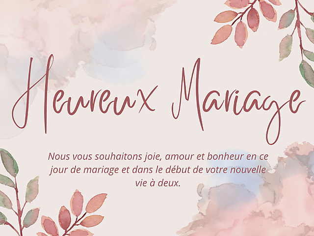 Couverture carte de mariage bonheur